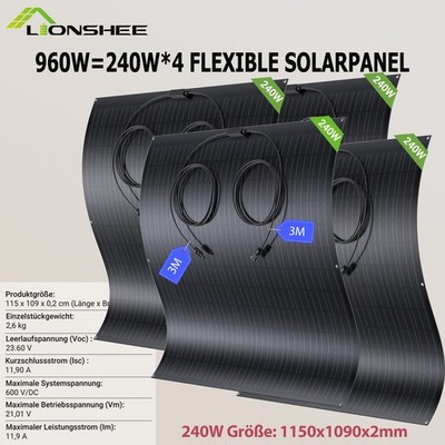 960Watt Solarpanel Flexibel Solarmodul 960W Wohnmobile Wohnwagen Balkonkraftwerk