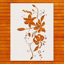 Reusable Lily Blooming Floral Stencil Template for Wall Art DIY Crafts - St