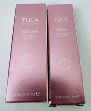 TULA Skin Care Bundle Glaze Plumping Lip Treatment Spresso Energizing Eye Balm