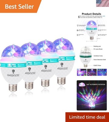 Vibrant RGB LED Party Bulbs - 4 Pack E26/E27 Strobe Lights for Any Celebration