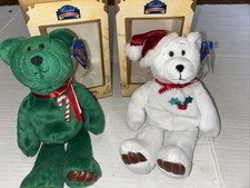 Limited Treasures 1998 Xmas HOLIDAY 2 TEDDY BEARS Bean Bags MWMT  2 Display Box