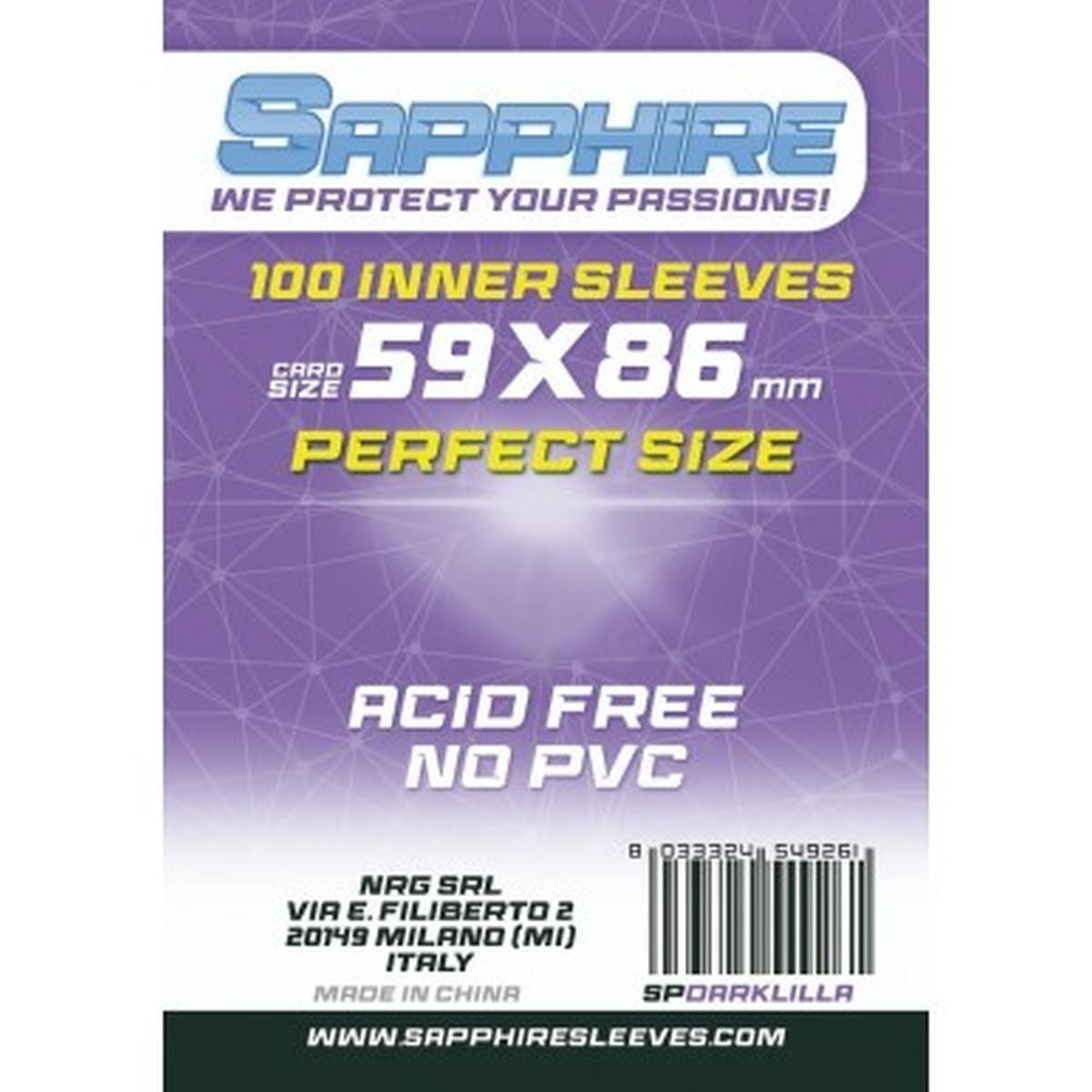 Sapphire Sleeves: 100 Perfect Size 59x86 Dark Purple Yugioh
