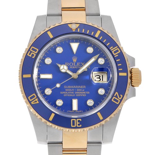 ROLEX SUBMARINER Date 8P Diamond 116613GLB blue Random Number second hand mens