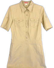 J.Crew Women Mini Dress Size S Chino Short Sleeve Cotton Khaki