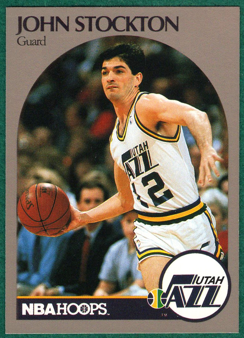 John Stockton - 1990-91 NBA Hoops 100 Superstars #97 - Utah Jazz Basketball Card
