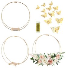 3 Pack 12" Metal Floral Hoop Centerpieces with Stand  Wire Wedding Party Decor