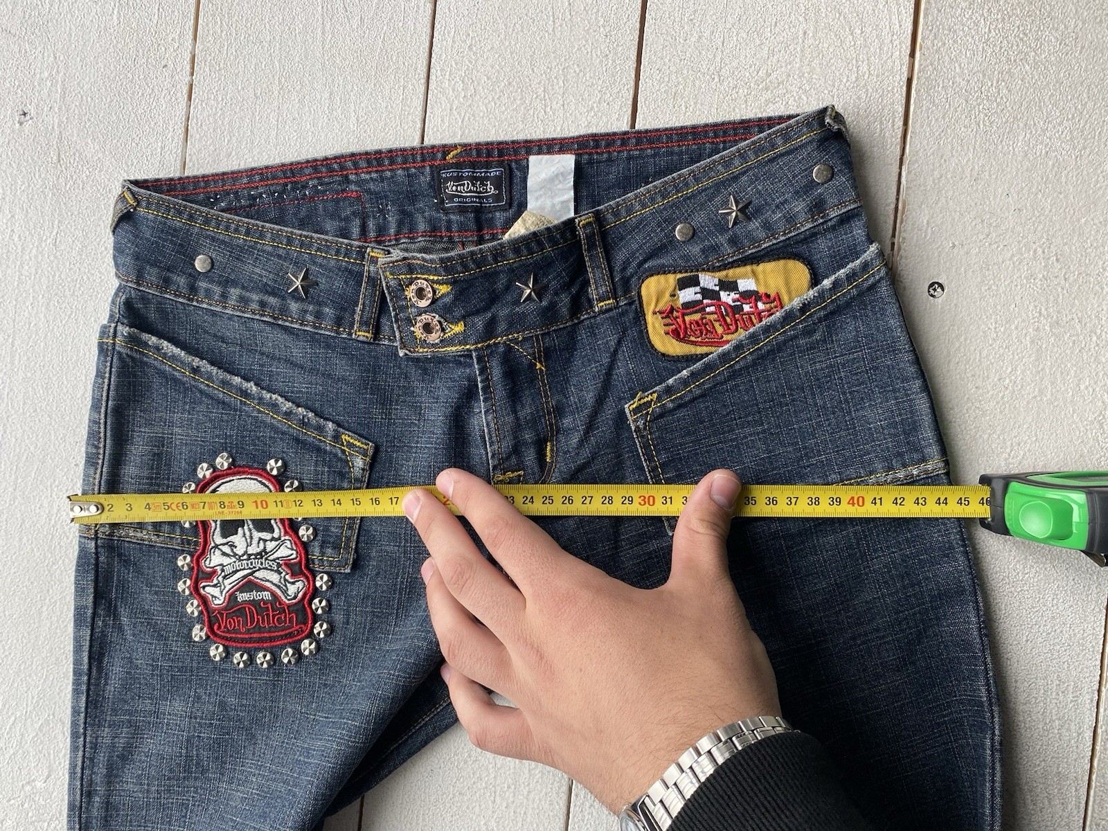 🔥VON DUTCH PATCHWORK FLARED BOOTCUT BLUE GOTHIC … - image 22