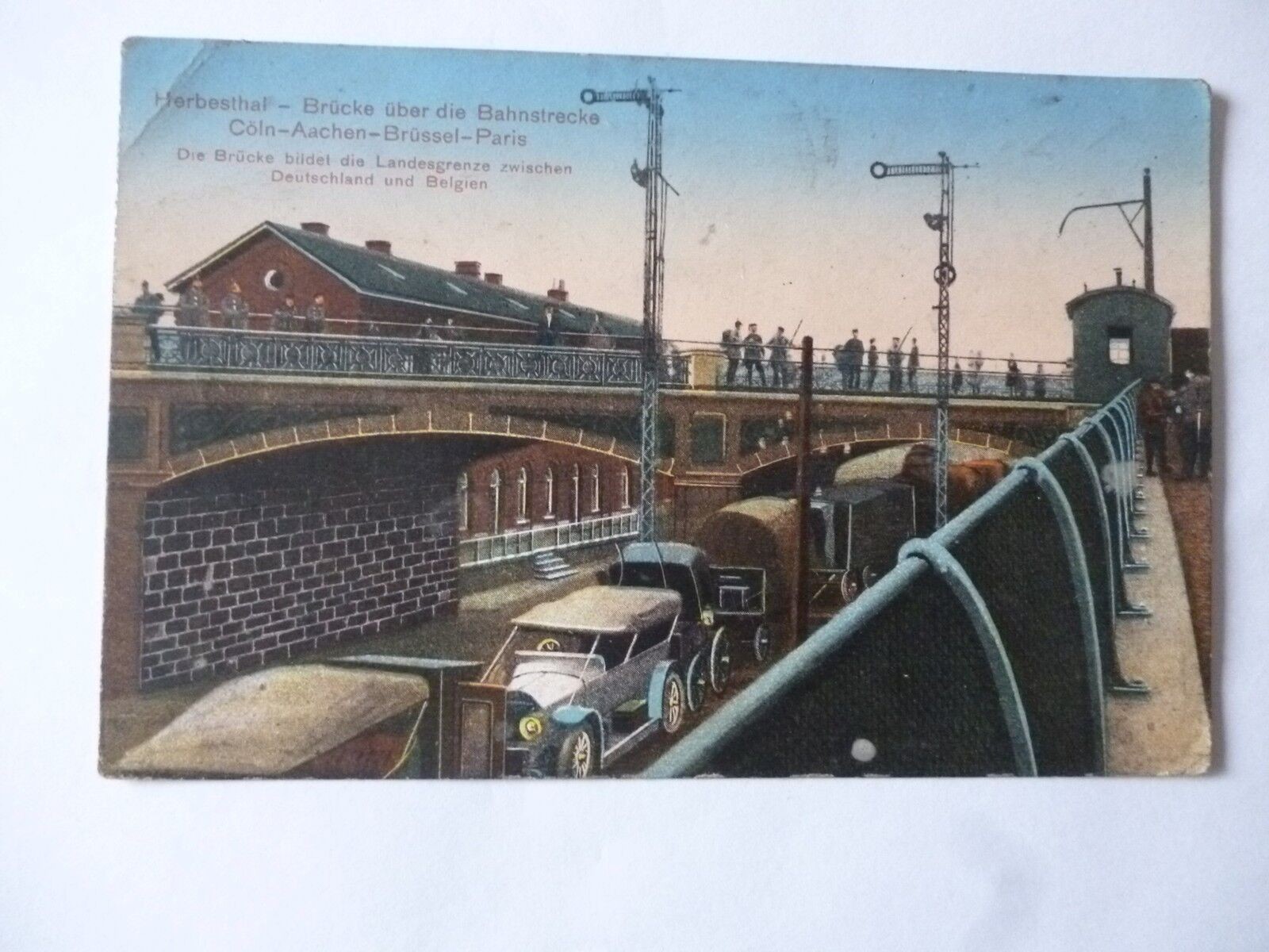 Postcard Herbesthal Bridge Railway Line Cologne Aachen Brussels Paris 1915 Car
