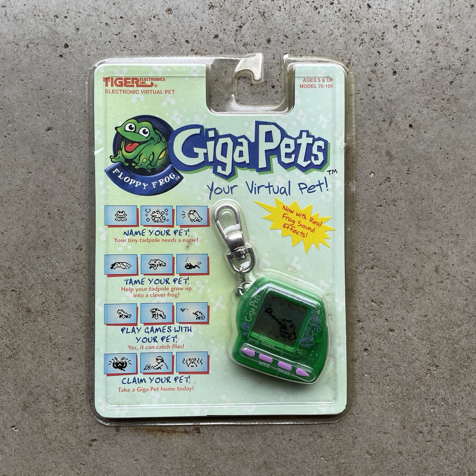 Vintage 1997 Giga Pets "Floppy Frog" Your Virtual Pet! NEW SEALED Deadstock