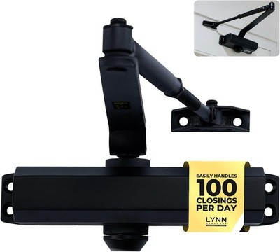 LYNN HARDWARE Medium Duty Automatic Door Closer Matte Black  Highly Durable C...