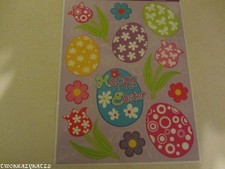 BRIGHT COLORFUL HAPPY EASTER EGGS WINDOW CLINGS INDOOR DECORATION 12 PCS