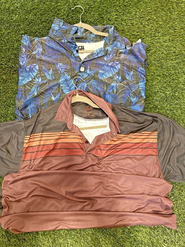 2 GREATER HALF GOLF Polo Shirts - 2XL Polyester Stretch - Lightly Used