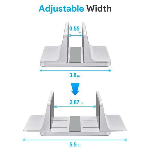 Vertikaler Laptop Ständer Aluminium Halter Desktop mit verstellbarer Dock Größe (bis - Bild 2 von 9