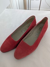 Laura Ashley Vintage Suede Leather Red Court Shoes Pumps EU 39 US 39 Great Cond