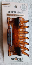 Scunci Thick Hair No Slip Grip All Day Strong Hold Brown Plastic Jaw Claw Clip