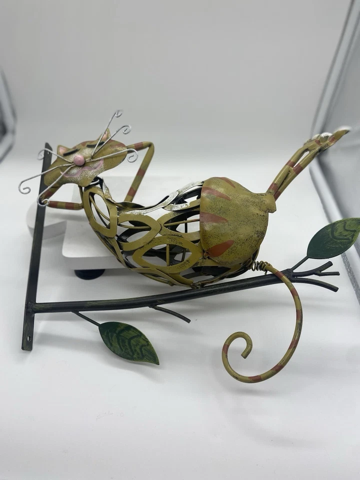 Wind & Weather Cat On A Branch Metal Yard Sculpture Vintage Garden Fall Colors - Image 4 of 4