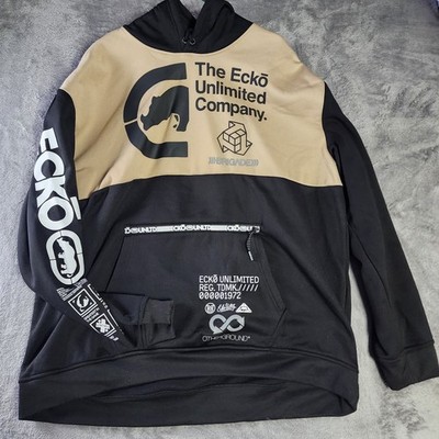 Ecko Unltd Y2K Rhino Hoodie Size 3XL Retro Hip Hop Urban Graffiti Colorblack Tan