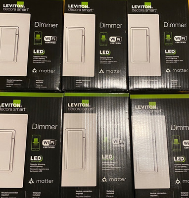 Lot of 6 Leviton Decora Smart Wifi Dimmers, Matter, D36HD, New In Box, Sealed