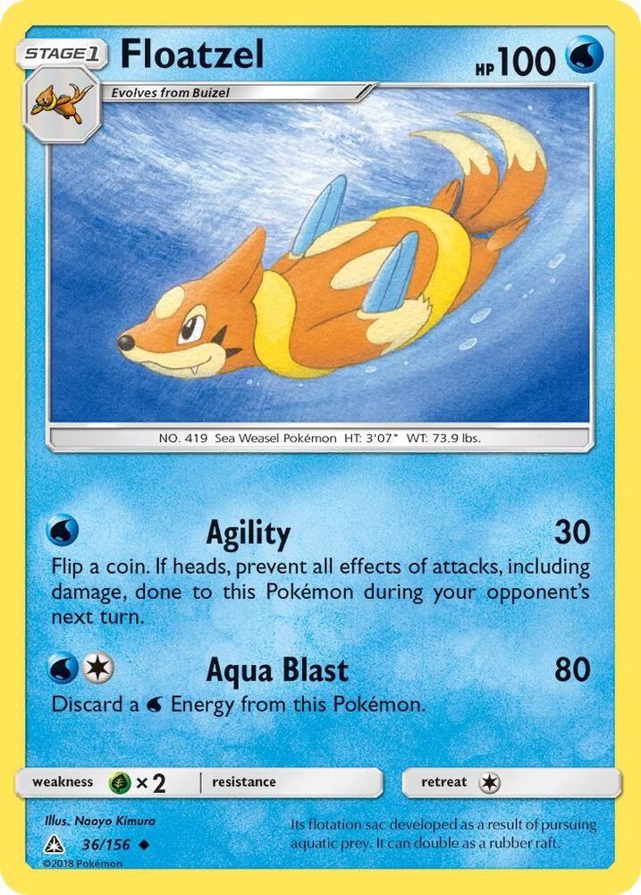Pokémon TCG Floatzel Ultra Prism 36/156 Uncommon NM/M Water Sea Weasel