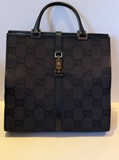 Vintage Gucci Jackie GG Canvas Top Handle tote- Black monogram- Pristine Con.