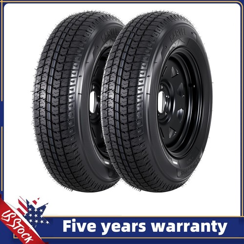 2-Pack Trailer Tires On 15" Rims ST205/75D15 5 Lug on 4.5" PCD Load Range C 6PR