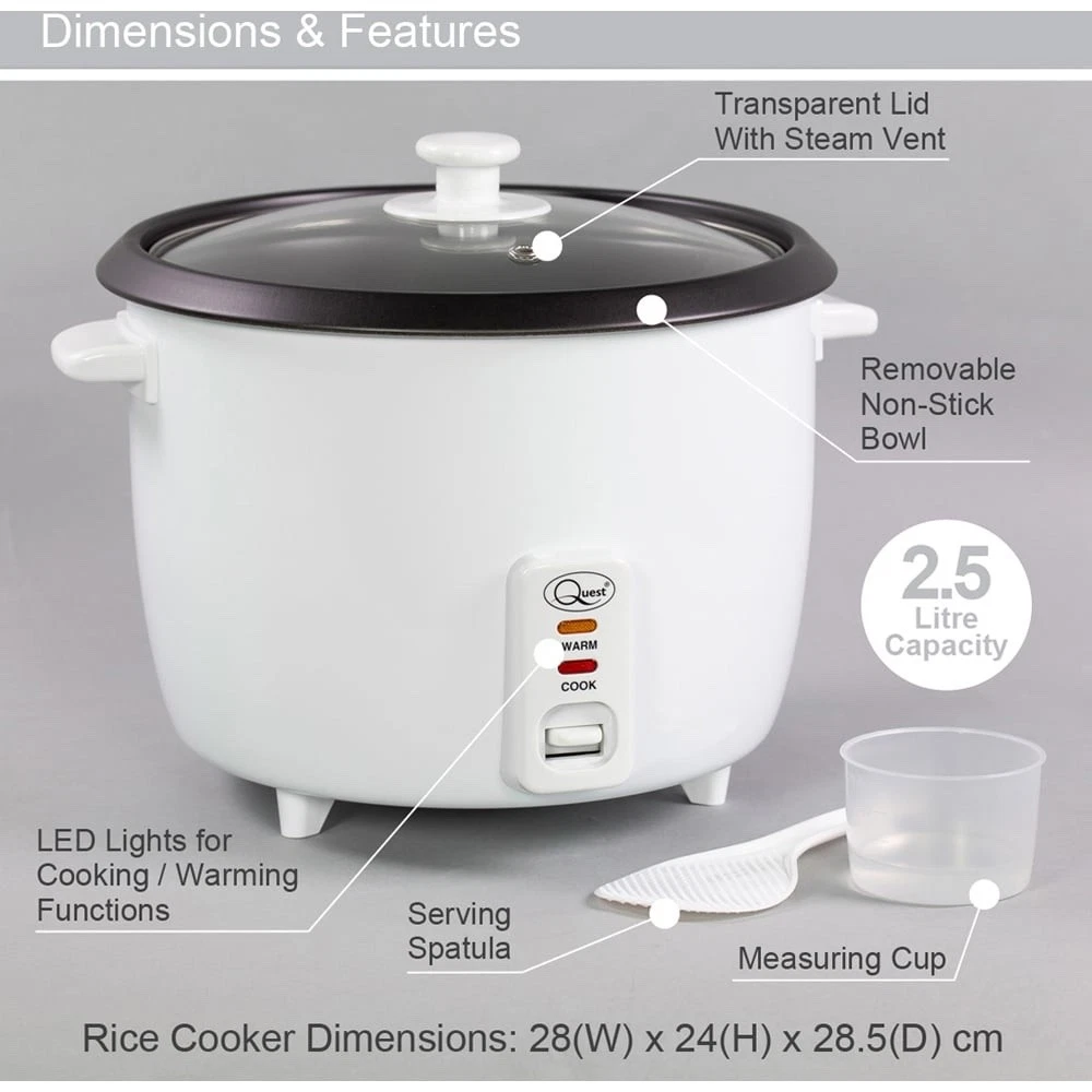 Quest Rice Cookers / 2 Sizes / Non-Stick Removable Bowl / Keep Warm Function
