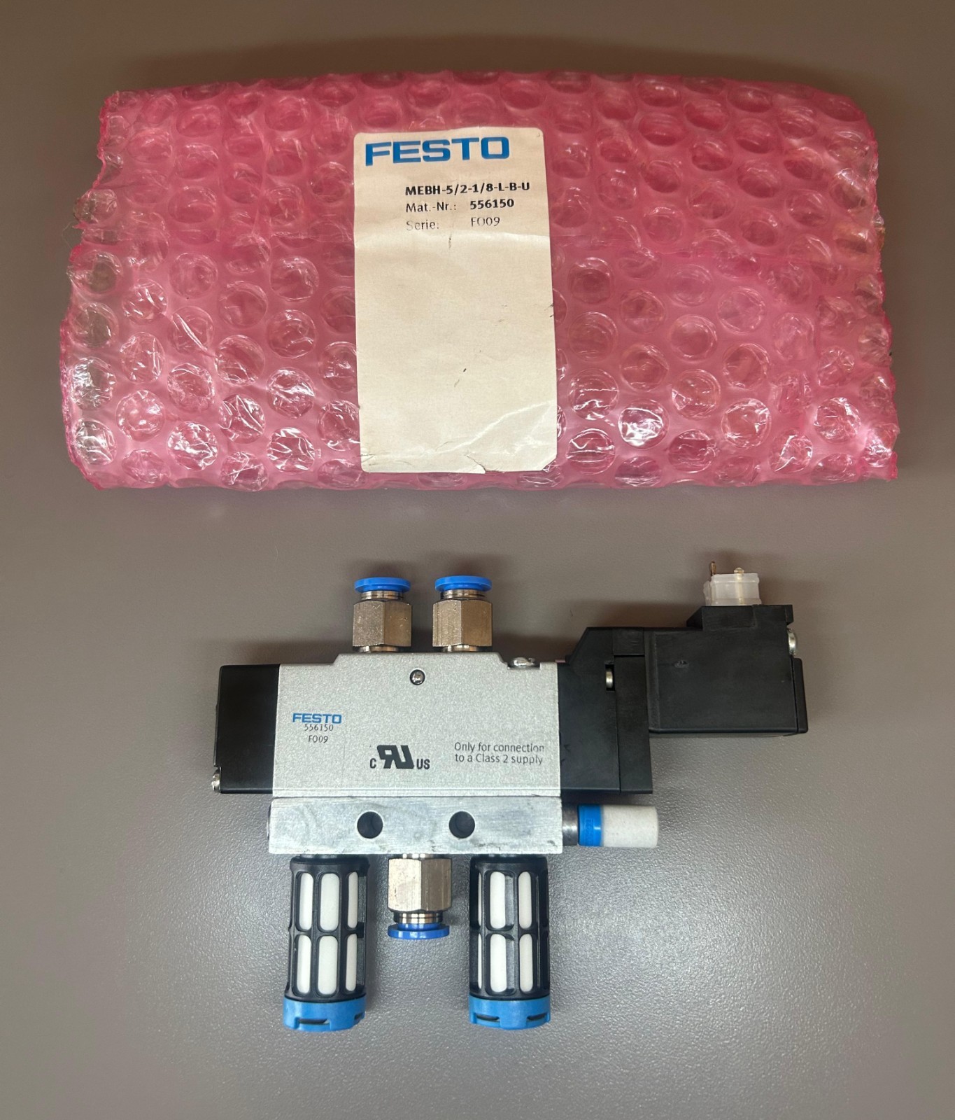 FESTO 556150 MEBH-5/2-1/8-L-B-U SOLENOID VALVE New Old Stock (NOS)