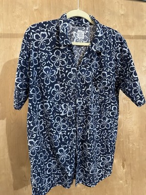 Polo by Ralph Lauren Blue/White Floral Mens Short Sleeve Button-Up Shirt S/M