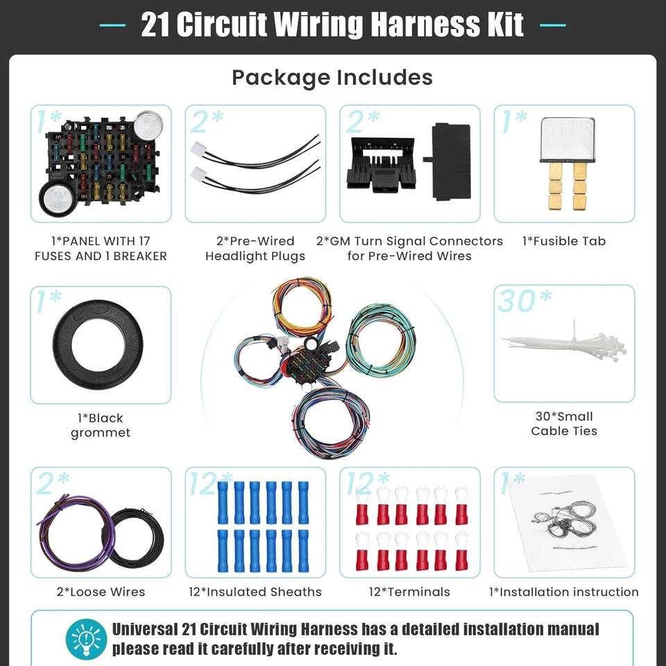 Универсальный комплект жгутов проводов 21 цепи, универсальный удлиненный провод 21 цепь Wi - Изображение 3 из 4