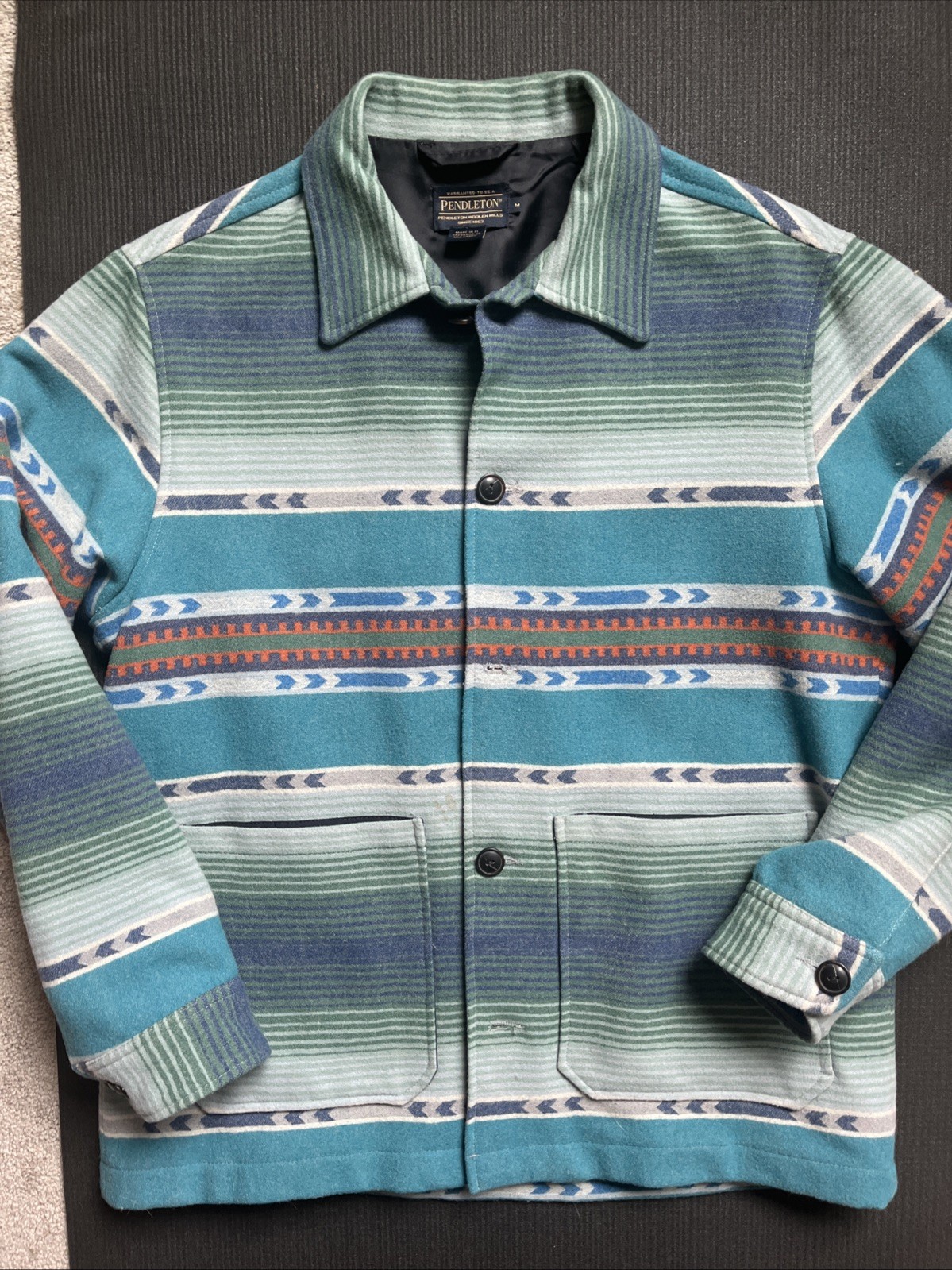 Vintage Pendleton Wool coat Jacket Teal Turquoise… - image 1