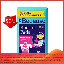 Because Adult Incontinence Booster Pads for Women Men-Overnight Absorbency -20ct