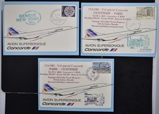FRANCE Suisse Belgium USA 1982 AF CONCORDE Plane, x3 First/Special Flight Cards