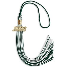 Endea Graduation Hunter Green/White Mixed Color Tassel With Gold Date Drop