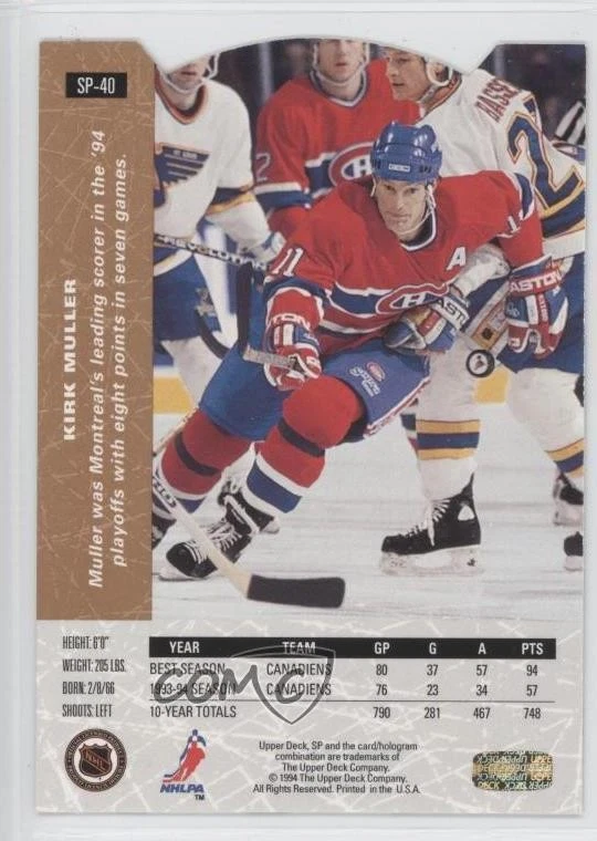 1994-95 Upper Deck SP Die-Cut Kirk Muller #SP-40 - Image 2 of 2