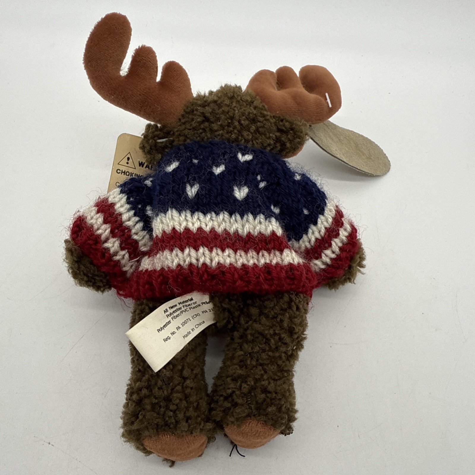 Vintage 8” Tall Bloom Brothers Bear With Sweater And Leather Alaska Tag