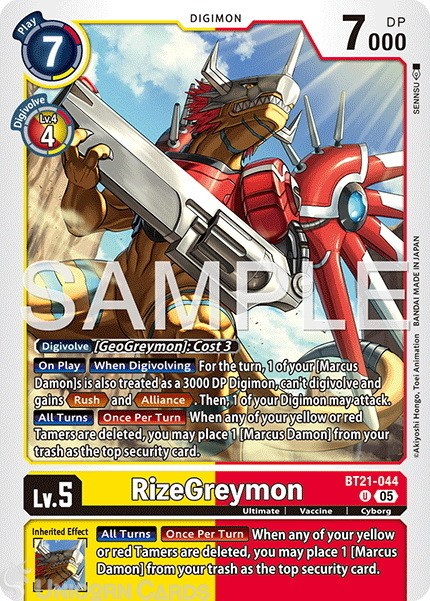 BT21-044 RizeGreymon : Uncommon Foil : AD01: Advanced Booster Digimon Generation