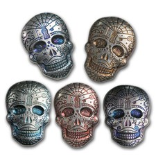 5 oz Hand Poured Silver Skull - Day of the Dead: Spiderweb 87.27 per troy oz