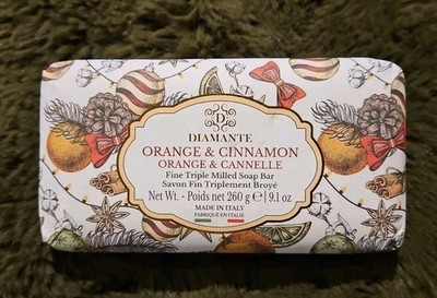 Diamante ''Orange & Cinnamon''  Fine Triple Milled Soap Bar  260 g  Italien  Neu!