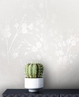 Newroom Vliestapete Weiß Blumen Floral Landhaus Glanz Wohnzimmer Schlafzimmer