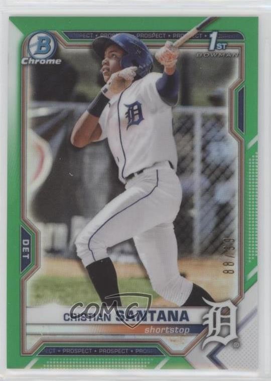 2021 Bowman Chrome Prospects Green Refractor 88/99 Cristian Santana #BCP-186 6f7