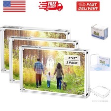 5x7 Inches Acrylic Picture Frames- 3 Pack, Desktop Frameless Photo Frames wit...