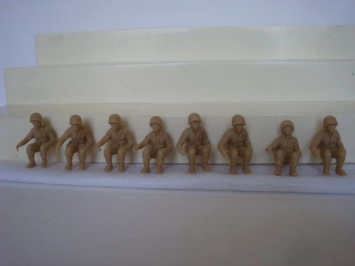 Marx  Desert Fox / Complete Matched Set of 8 Seated Desert Tan G.I. 's