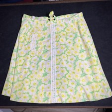 Vintage Lilly Pulitzer Skirt Womens Medium Apron Wrap Floral A Line Lace Trim