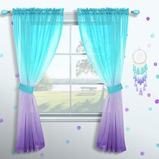 Lilac and Turquoise Curtains for Girls Room Decor 1 52x84 Green and Purple