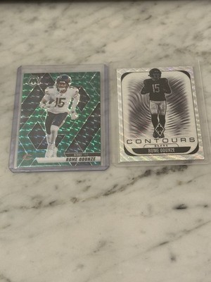 Rome Odunze 2 Card Lot - Mosaic Green Prizm & Contours Wave /299