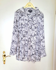 Damen Bluse Gr. 44 weiß/schwarz marmoriert L...