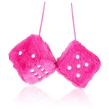Fuzzy Dice For Car 1 Pair Plush Dice Accessories For Rear View Mirror Pink