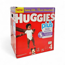 Huggies Little Movers Plus Disposable Baby Diapers Size 4 180 Count