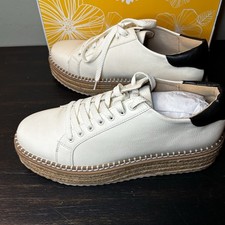 Yellow Box Misty Espadrille Platform Sneakers Ivory Leather Women's Size 8.5 NIB