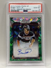 2019 Panini Prizm Draft Picks Bobby Witt Jr Green Ice Prizm Auto #13/18 PSA 10